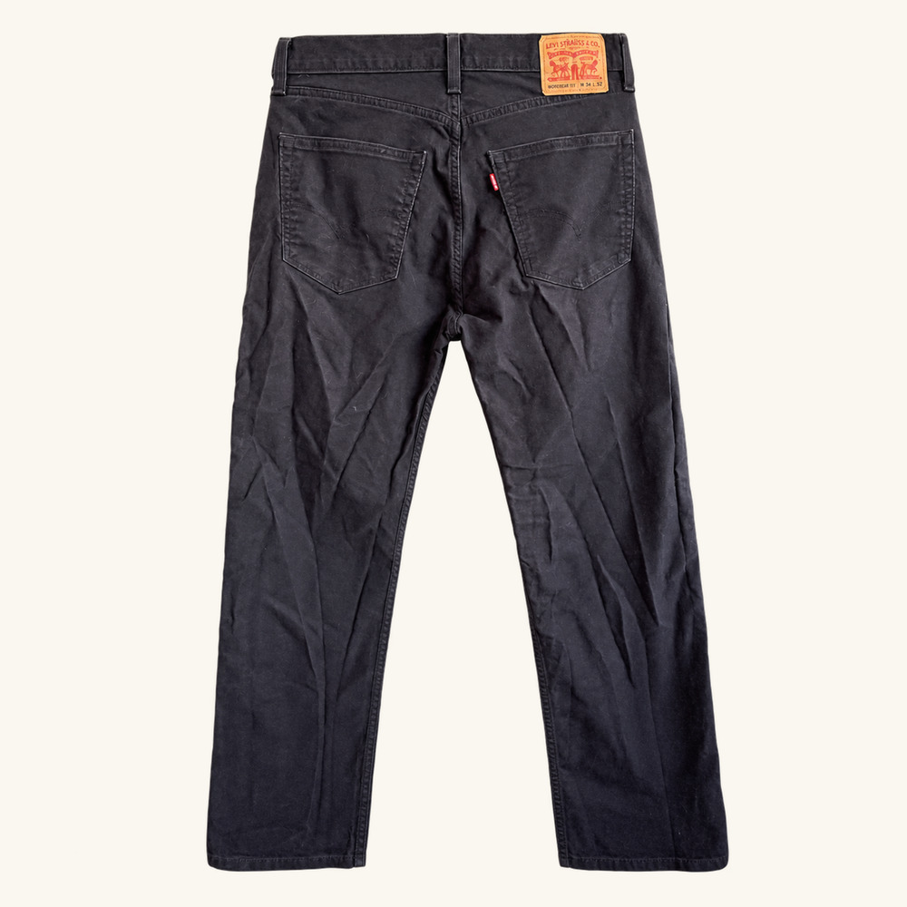Levi's Workwear Fit Black Jeans Straight Leg Stretch Denim 34x32